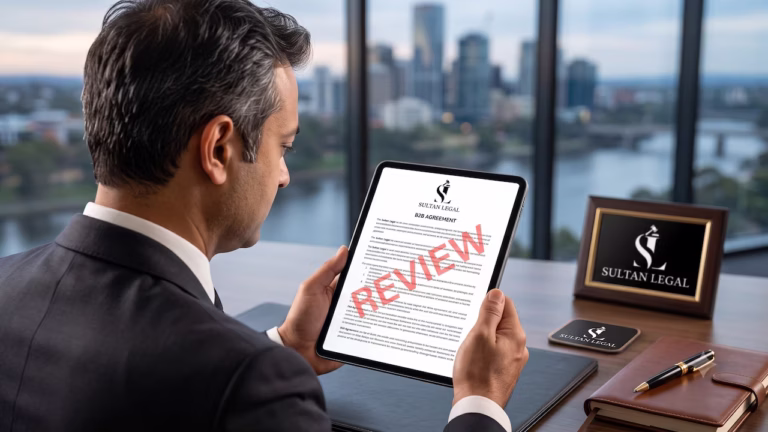 Senior attorney performing a standard form contract review Sydney